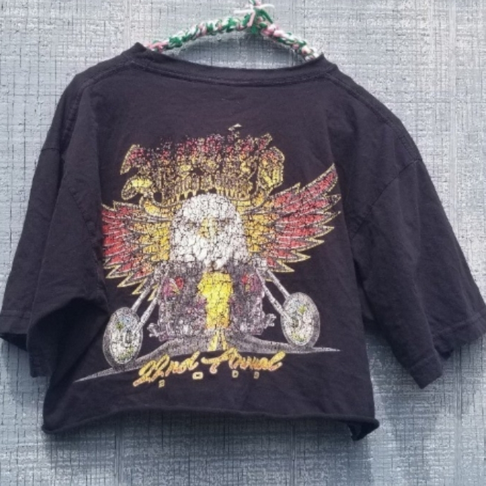 Vintage Biker Crop Top Tee Large